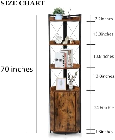 Tall Corner Shelf with 3 Tiers and Doors