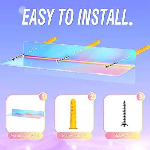 Iridescent Floating Acrylic Shelves 4 Pieces