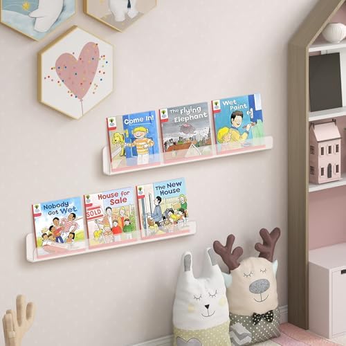 6 Pack Clear Acrylic Floating Shelves 12 Inch Wall Mounted Storage