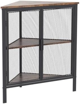 VECELO 3-Tier Corner Shelf Organizer Metal Frame Brown