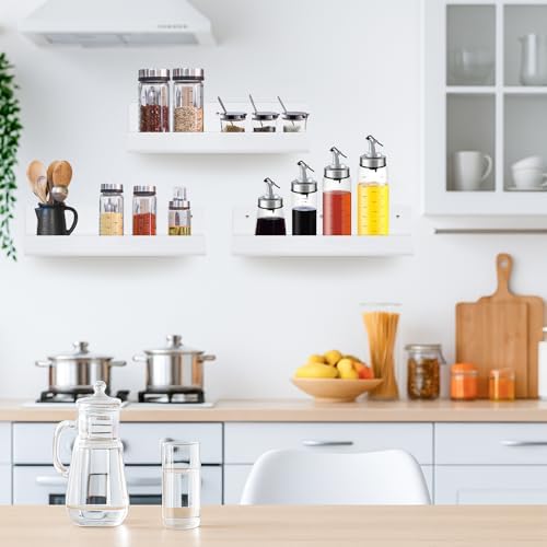 4PCS White Floating Shelves for Wall Decor