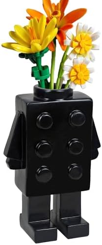 Cute Resin Building Block Vase Black Unique Decor