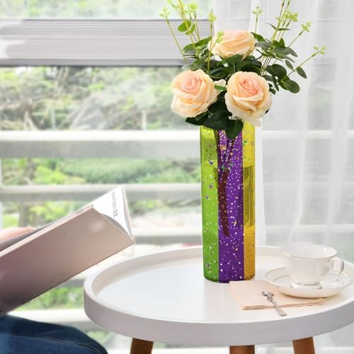 Mardi Gras Purple Green Hurricane Floating Candle Holder 118 x 39 Inch