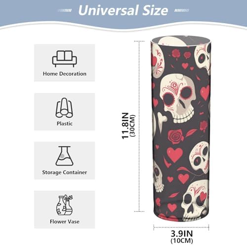 Skull Heart Valentine Plastic Cylinder Vase 118 x 39 Inch
