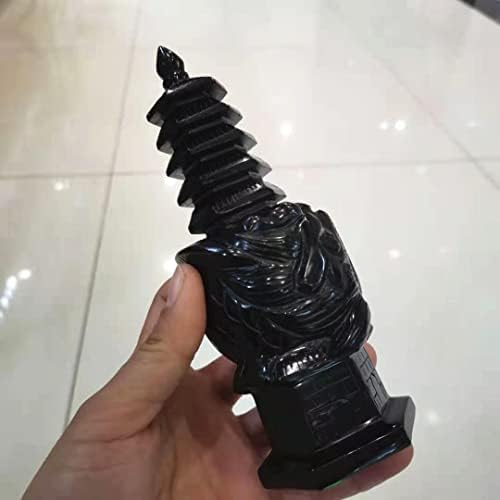 16cm Natural Black Obsidian Tower Crystal Pagoda