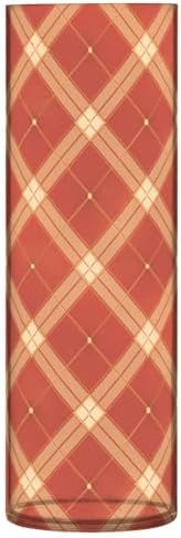 Chequer Pattern Red Gold Plastic Cylinder Vases for Flowers