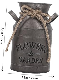 Rustic Galvanized Iron Milk Can Dried Flower Vase