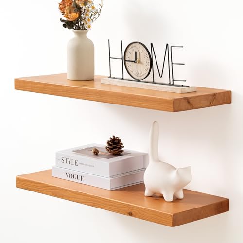 Axeman 24 Inch Floating Shelves Set of 2 Natural Finish