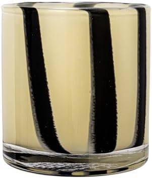 Bloomingville Round Glass Candle Holder with Stripes