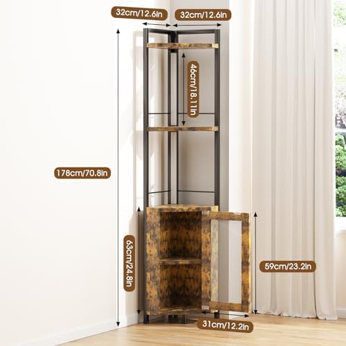 RGB Light Bar Iron Wood Corner Shelf Decor Cabinet