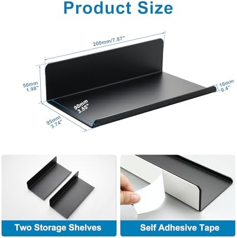 SAYAYO Black Floating Shelves for Wall Storage 2pcs