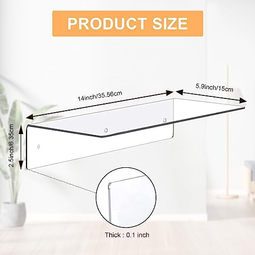 8Pcs Clear Acrylic Floating Shelves Wall Mounted