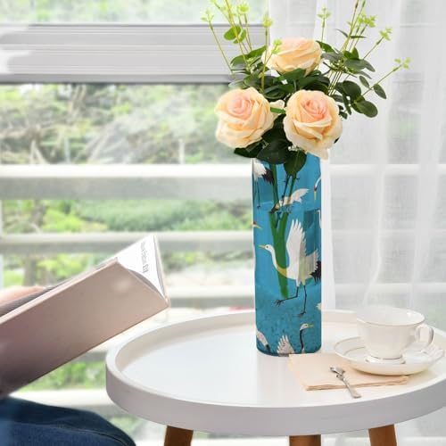 Blue Cartoon Crane Bird Silhouette Plastic Vase for Centerpieces