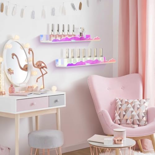 Rainbow Glitter Floating Shelves 2 Pack for Home Decor