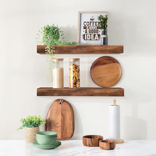 Sorbus Solid Pine Floating Shelves Set of 2