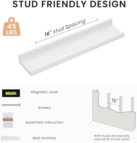 Acovy Floating Shelves for Wall Set of 2 White
