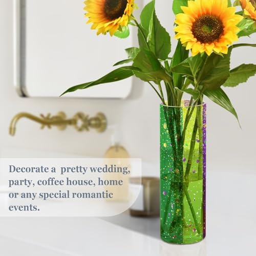 Mardi Gras Purple Green Hurricane Floating Candle Holder 118 x 39 Inch