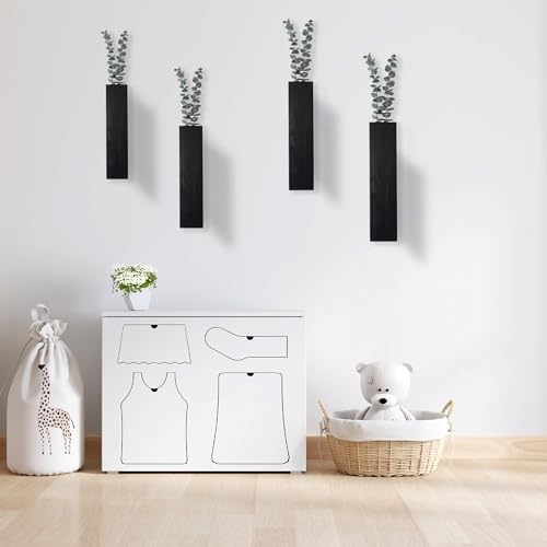 4 Black Wooden Wall Planters for Indoor Plants