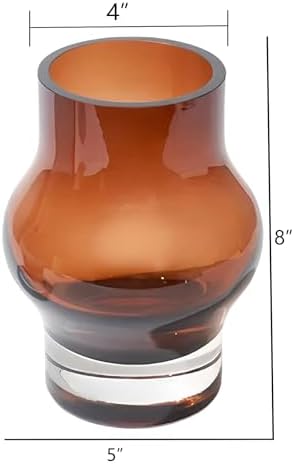 8 Amber Hurricane Candleholder - 35lb Thick Glass Vase