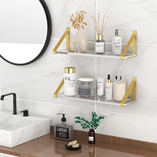 Gold Floating Shelves Set of 3 Clear Shelves 15in