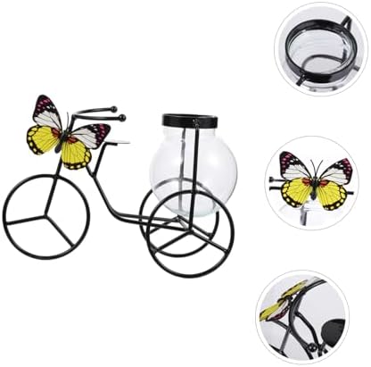 Petryzoom Pedicab Glass Hydroponic Vase with Wrought Iron Holder