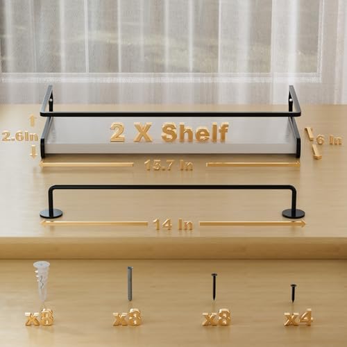 CeleVista Floating Shelves 4 Pack Bathroom Shelf with Towel Bar