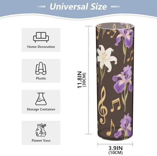 Flowers Music Pattern Clear Plastic Vase 118 x 39 Inch