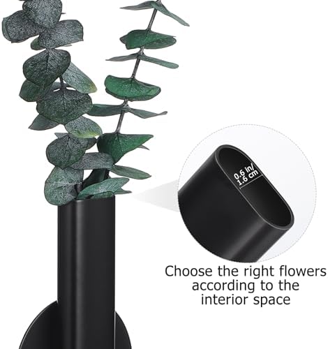 Wall Mounted Flower Tube Black Metal Vase Decor
