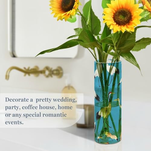 Blue Cartoon Crane Bird Silhouette Plastic Vase for Centerpieces