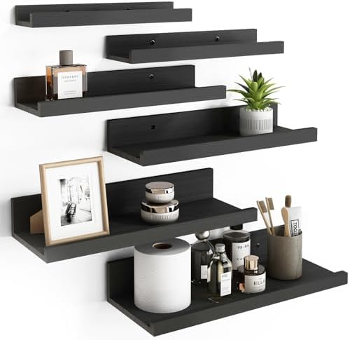 Fixwal Floating Shelves 6 Pack Black Modern Design