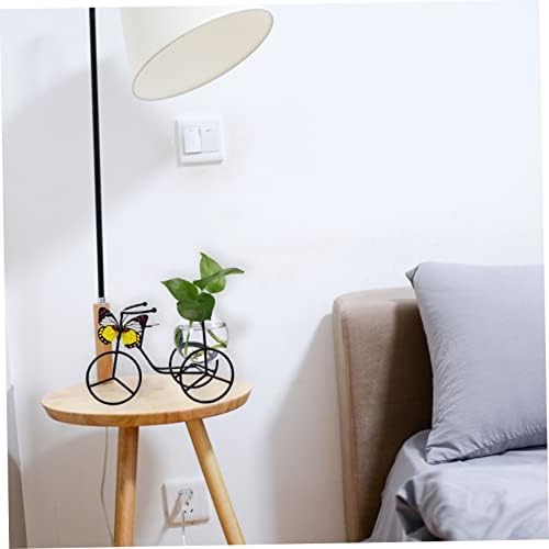 Modern Decorative Pedicab Glass Vase Wrought Iron Holder