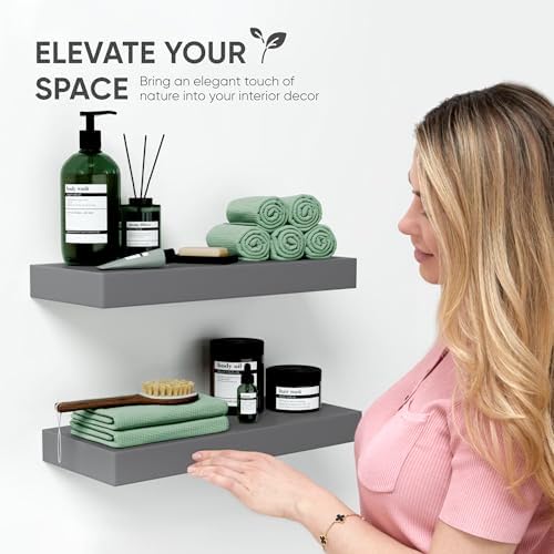 Homeforia Gray Floating Bathroom Shelves Set of 2