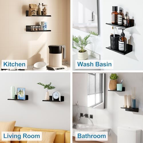 SAYAYO Black Floating Shelves for Wall Storage 2pcs
