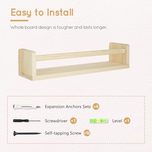 SwaaVee Floating Book Shelves Set of 3 235 Inch Wall Mount
