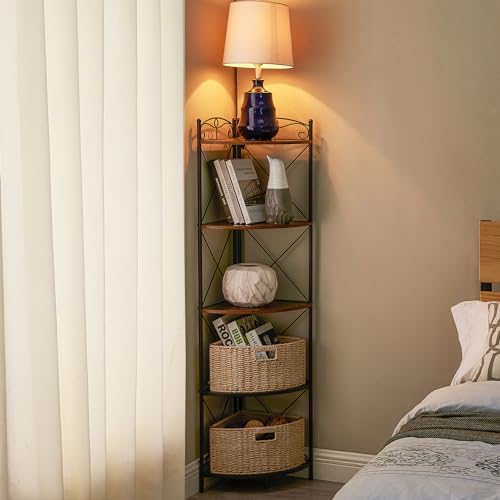VECELO Corner Cabinet Tall Storage Shelf Bookshelf Display