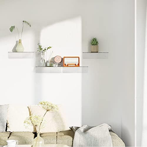 Clear Acrylic Floating Shelves 9 Inch Set of 4 No Drill Wall Shelves