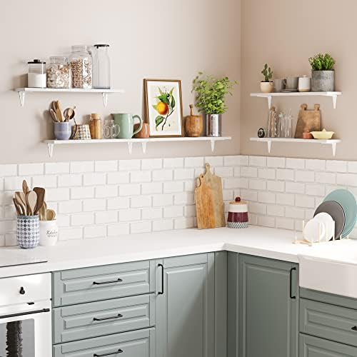 Wallniture Arras 24 Inch White Floating Shelves Set of 5