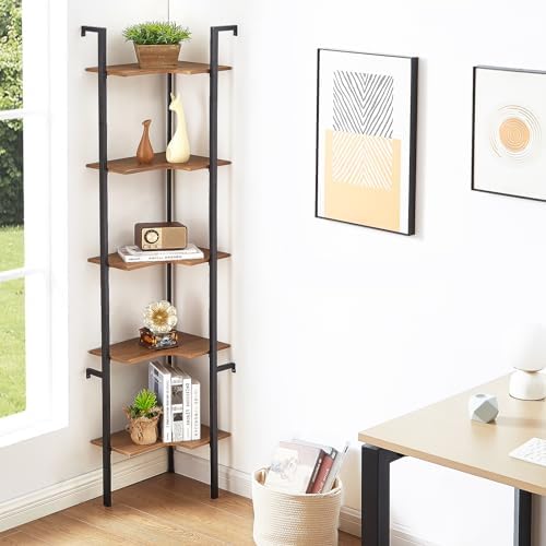 5 Tier Corner Shelf Stand with Metal Frame