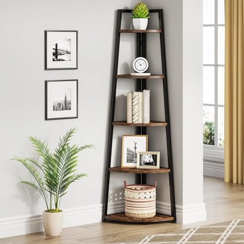 70 Inch Tall Corner Shelf Bookcase with 5 Tiers