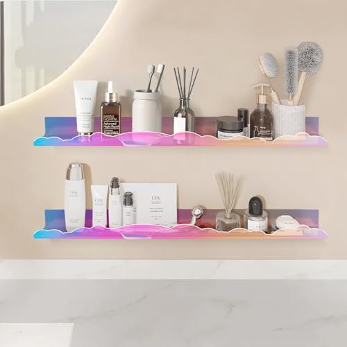 Rainbow Glitter Floating Shelves 2 Pack for Home Decor