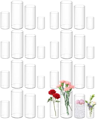 32 Pack Clear Acrylic Vases Set 4 6 8 10 Inches Tall