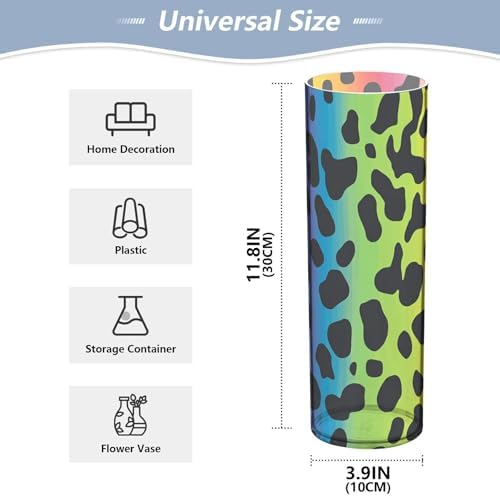 Chic Rainbow Leopard Print Plastic Cylinder Vase 118 x 39 Inch