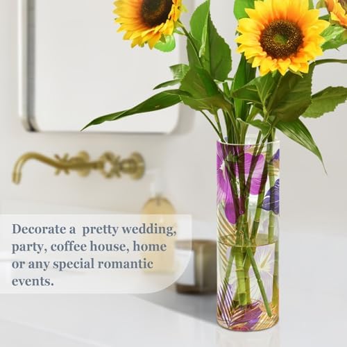 Floral Purple Plastic Hurricane Candle Holder 118 x 39 Inch