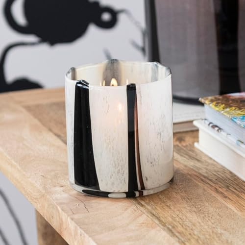 Bloomingville Round Glass Candle Holder with Stripes