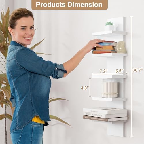 Modern White 2Pack 5 Tier Wall Shelf Unit