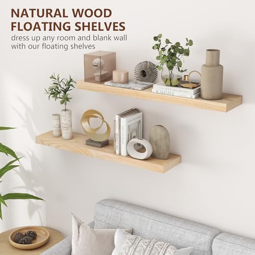 Fuqing Natural Floating Shelves 36 Inch Set of 2