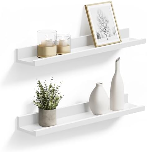 SONGMICS Floating Shelves Set of 2 Matte White
