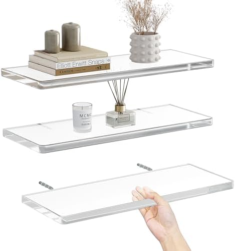 Clear Acrylic Floating Shelves Wall Mount Storage Decor Organizer