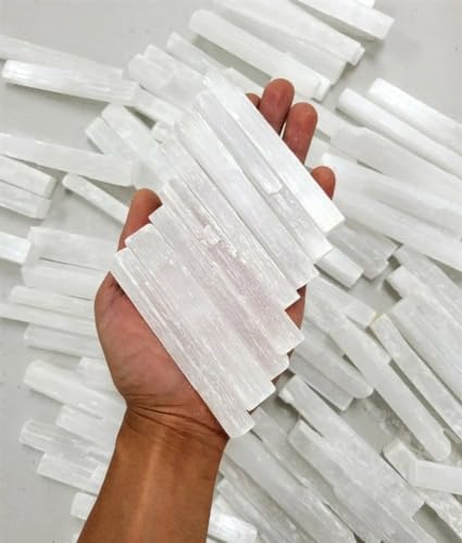 AtkitS Natural Quartz Crystal Selenite Stick Wand White Gypsum Column Healing