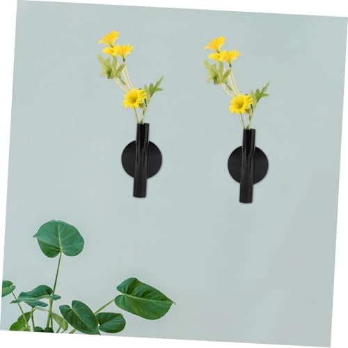 BESTOYARD 2Pcs Wall Mounted Metal Vase for Dried Flowers and Plants